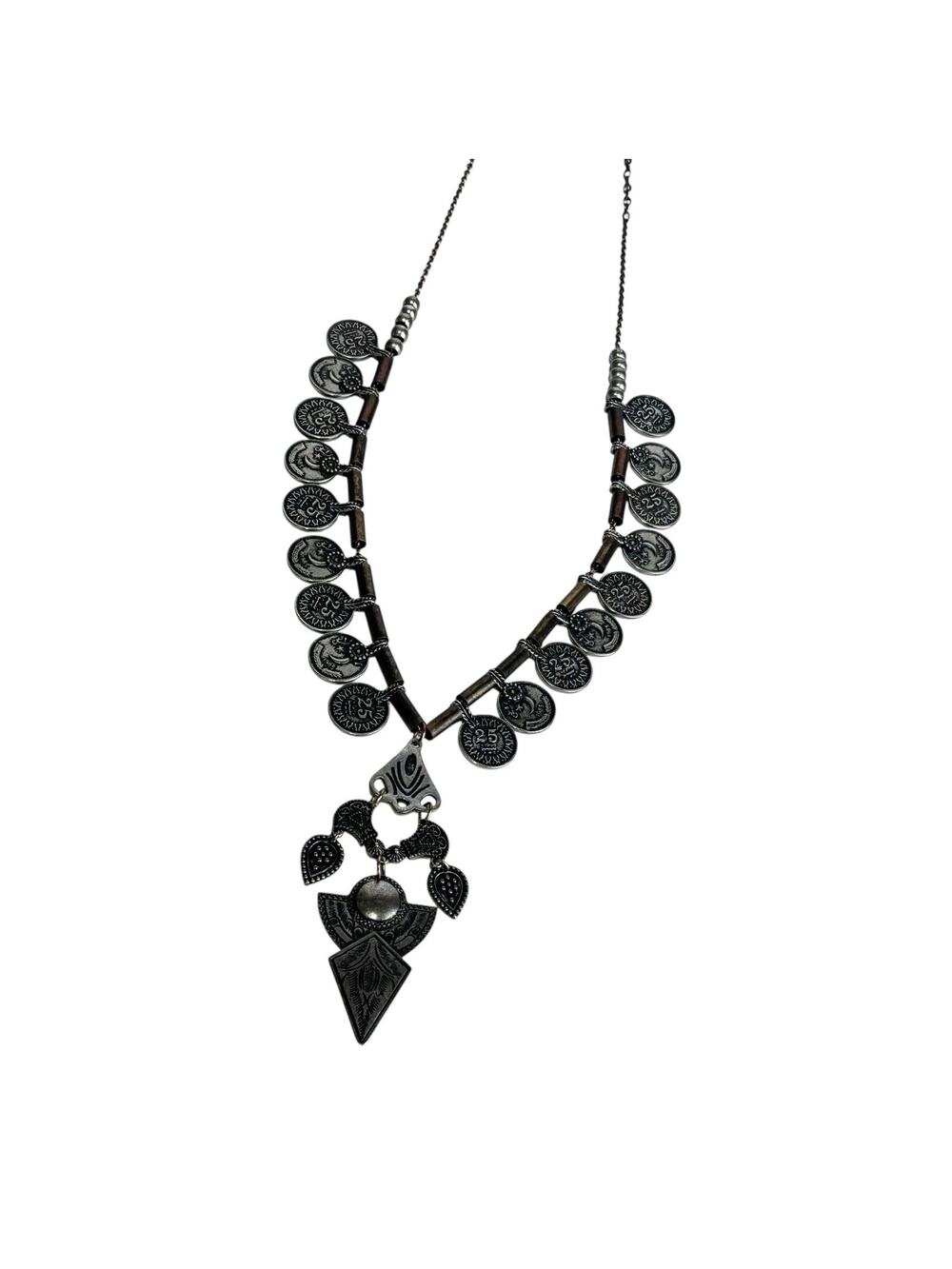 ELF Brand Tribal Coin Money Necklace Statement Boho Ethnic Pendant 18”